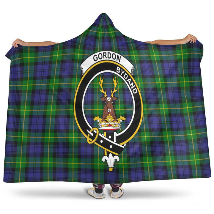 Scottish Gordon Clan Crest Tartan Hooded Blanket Tartan Plaid 1
