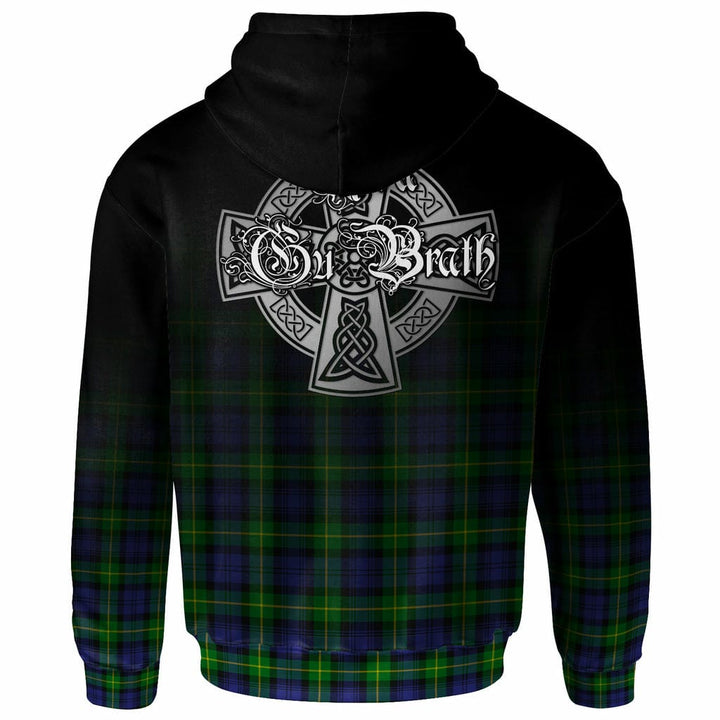 Scottish Gordon Clan Crest Tartan Hoodie - Alba Gu Brath Family Crest Celtic Inspired Back Side Tartan Plaid