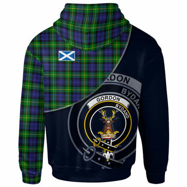 Scottish Gordon Clan Crest Tartan Hoodie - Bend Style Back Side Tartan Plaid