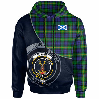 Scottish Gordon Clan Crest Tartan Hoodie - Bend Style Front Side Tartan Plaid