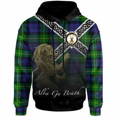 Scottish Gordon Clan Crest Tartan Hoodie - Scotland Lion Front Side Tartan Plaid