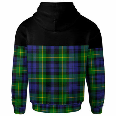 Scottish Gordon Clan Crest Tartan Hoodie - Horizontal Style Back Side Tartan Plaid