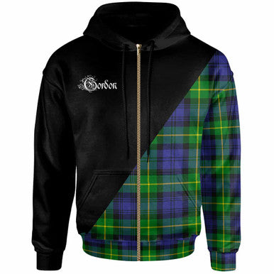 Scottish Gordon Clan Crest Tartan Hoodie - Military Logo Zip-up Tartan Plaid
