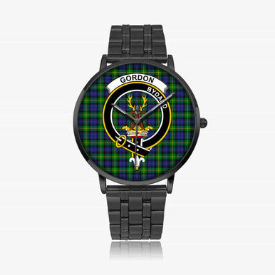Scottish Gordon Clan Crest Tartan Instafamous Steel Quartz Watches Tartan Plaid Black 1
