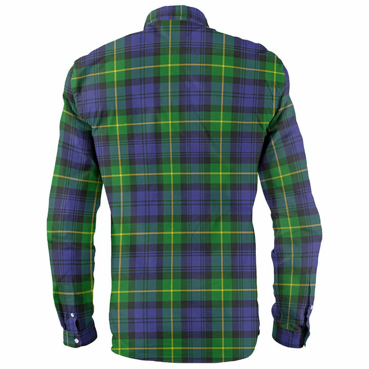 Scottish Gordon Clan Crest Tartan Long Sleeve Shirt Back Side Tartan Plaid