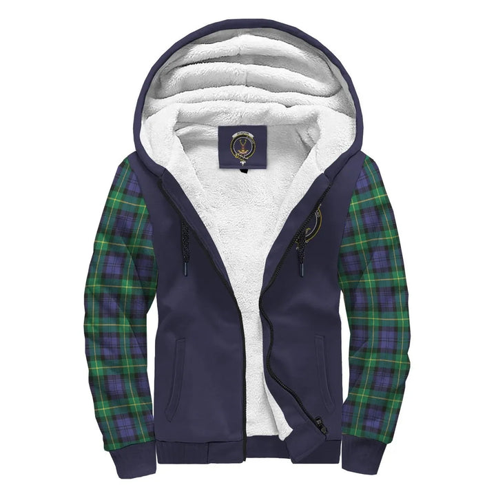 Scottish Gordon Clan Crest Tartan Plaid Sleeve Sherpa Hoodie