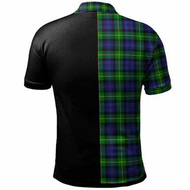 Scottish Gordon Clan Crest Tartan Polo Shirt - Half in Me Back Side Tartan Plaid