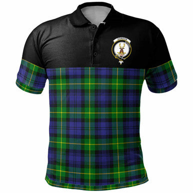 Scottish Gordon Clan Crest Tartan Polo Shirt - Horizontal Style Front Side Tartan Plaid