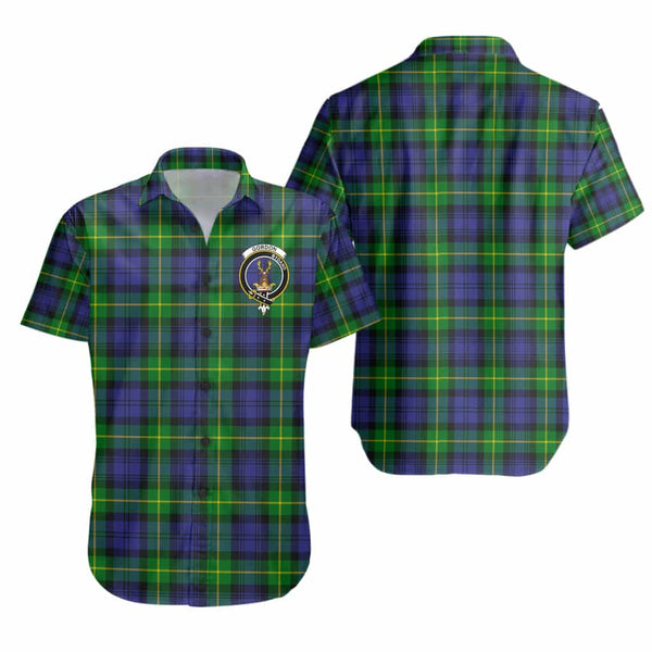 Scottish Gordon Clan Crest Tartan Short Sleeve Shirt Tartan Plaid