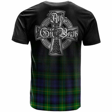 Scottish Gordon Clan Crest Tartan T-Shirt - Alba Gu Brath Family Crest Celtic Inspired Back Side Tartan Plaid