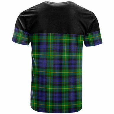 Scottish Gordon Clan Crest Tartan T-Shirt - Horizontal Style Back Side Tartan Plaid