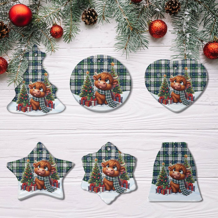 Scottish Gordon Dress Ancient Clan Tartan Ceramic Ornament Cute Highland Cow Christmas All Style Tartan Plaid