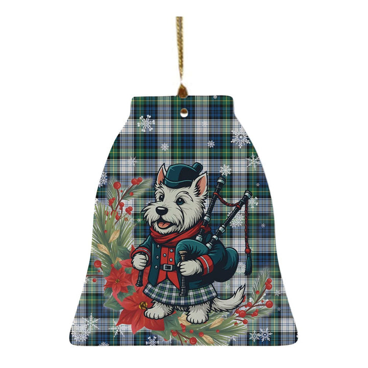 Scottish Gordon Dress Ancient Clan Tartan Ceramic Ornament Cute Scottish Terrier Dog Bell Style Tartan Plaid