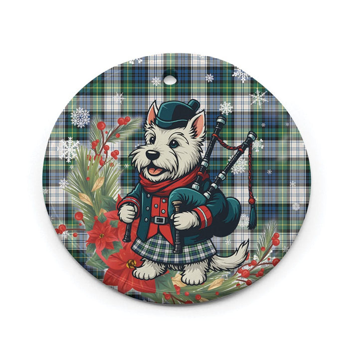 Scottish Gordon Dress Ancient Clan Tartan Ceramic Ornament Cute Scottish Terrier Dog Circle Style Tartan Plaid