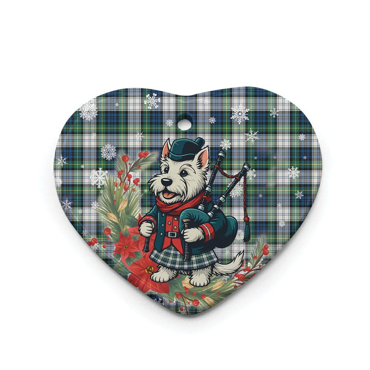 Scottish Gordon Dress Ancient Clan Tartan Ceramic Ornament Cute Scottish Terrier Dog Heart Style Tartan Plaid