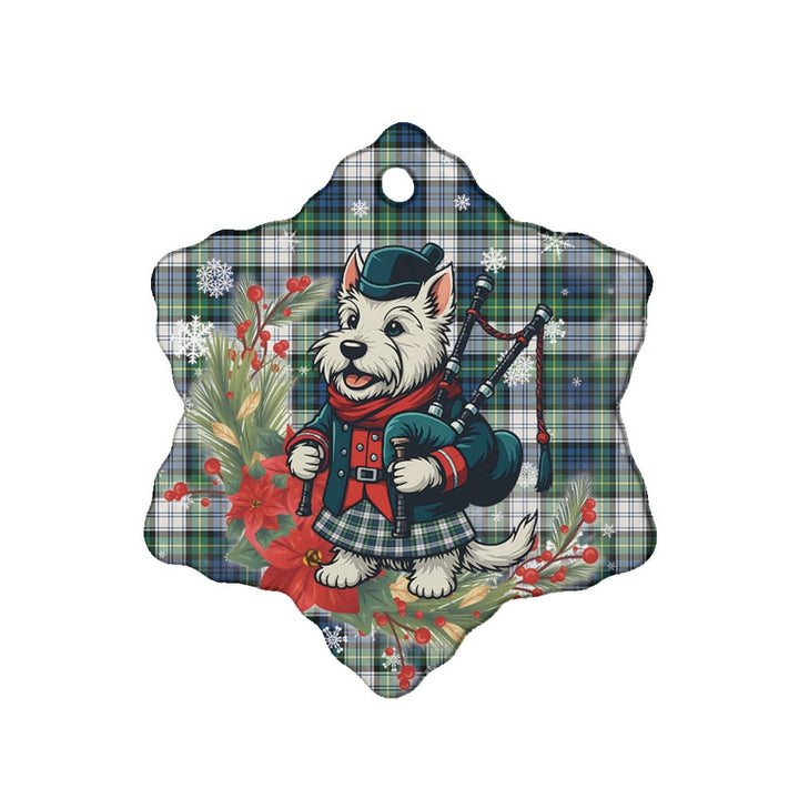 Scottish Gordon Dress Ancient Clan Tartan Ceramic Ornament Cute Scottish Terrier Dog Snow Flake Style Tartan Plaid