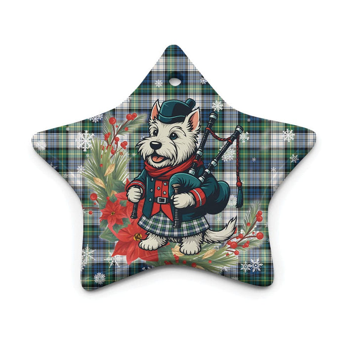 Scottish Gordon Dress Ancient Clan Tartan Ceramic Ornament Cute Scottish Terrier Dog Star Style Tartan Plaid