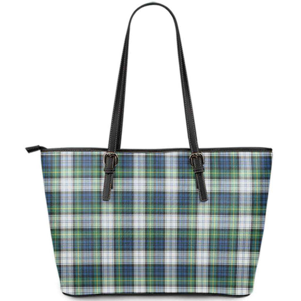 Scottish Gordon Dress Ancient Clan Tartan Leather Tote Tartan Plaid