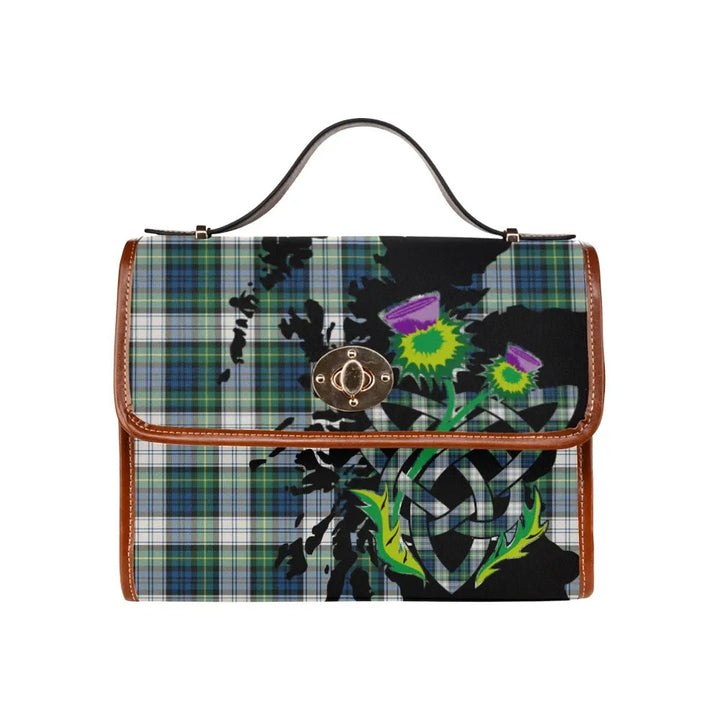 Scottish Gordon Dress Ancient Clan Tartan Waterproof Canvas Bag With Thistle Tartan Plaid 1