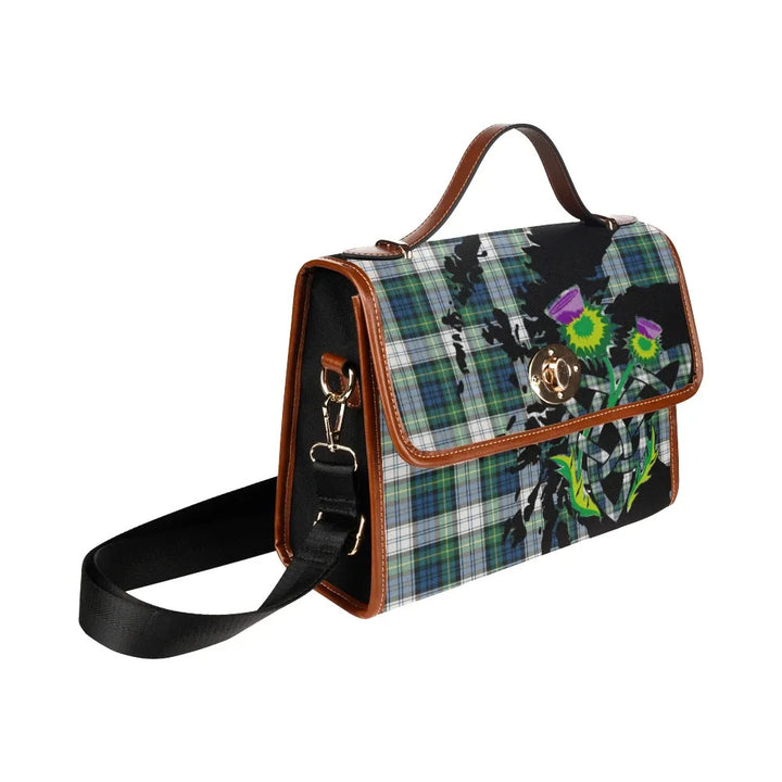 Scottish Gordon Dress Ancient Clan Tartan Waterproof Canvas Bag With Thistle Tartan Plaid 3