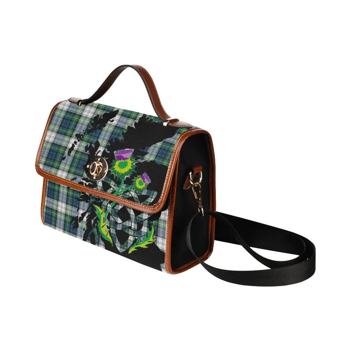 Scottish Gordon Dress Ancient Clan Tartan Waterproof Canvas Bag With Thistle Tartan Plaid 4