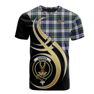 Scottish Gordon Dress Modern Clan Crest Tartan T-Shirt Believe in Me Front Side Tartan Plaid