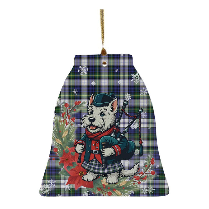 Scottish Gordon Dress Modern Clan Tartan Ceramic Ornament Cute Scottish Terrier Dog Bell Style Tartan Plaid