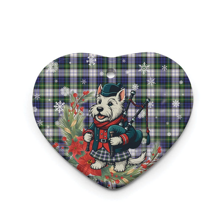 Scottish Gordon Dress Modern Clan Tartan Ceramic Ornament Cute Scottish Terrier Dog Heart Style Tartan Plaid