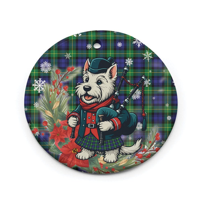 Scottish Gordon Modern Clan Tartan Ceramic Ornament Cute Scottish Terrier Dog Circle Style Tartan Plaid
