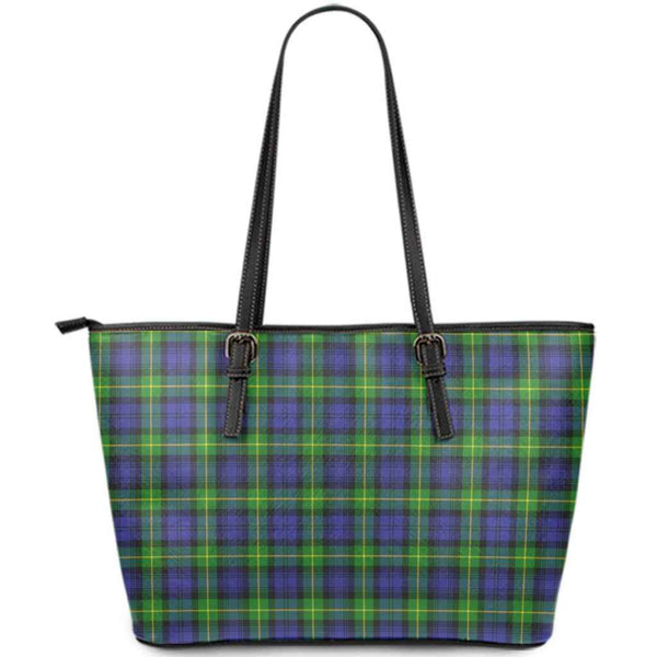 Scottish Gordon Modern Clan Tartan Leather Tote Tartan Plaid