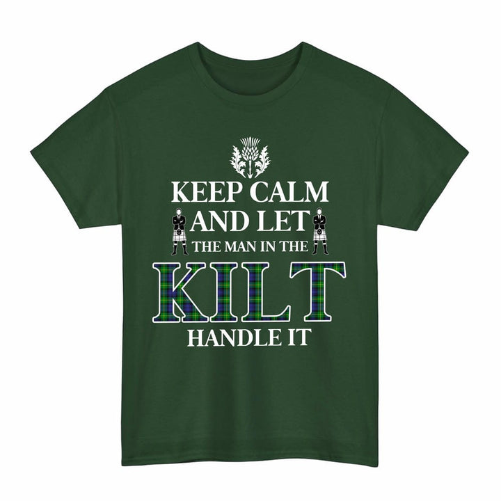 Scottish Gordon Modern Clan Tartan T-Shirt - Keep Calm Tartan Plaid Forest Green Color