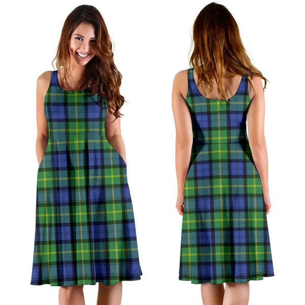 Scottish Gordon Old Ancient Clan Tartan Women Midi Dress