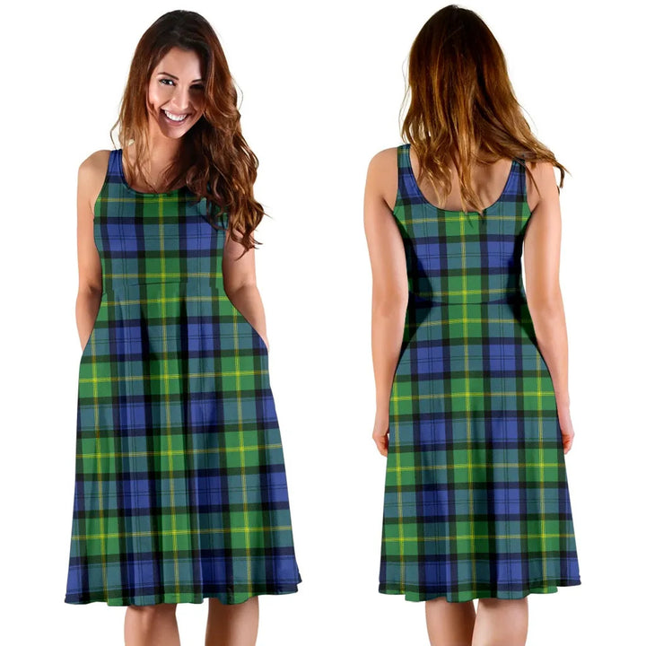 Scottish Gordon Old Ancient Clan Tartan Women Midi Dress