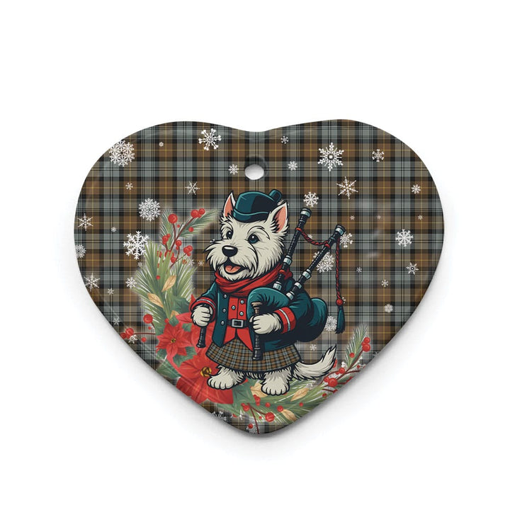 Scottish Gordon Weathered Clan Tartan Ceramic Ornament Cute Scottish Terrier Dog Heart Style Tartan Plaid