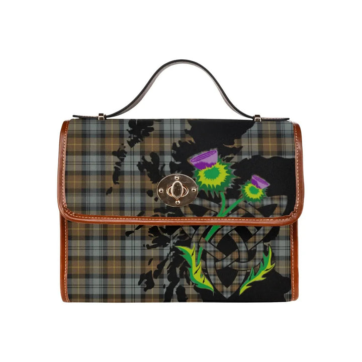 Scottish Gordon Weathered Clan Tartan Waterproof Canvas Bag With Thistle Tartan Plaid 1