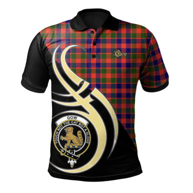 Scottish Gow Modern Clan Crest Tartan Polo Shirt Believe in Me Front Side Tartan Plaid