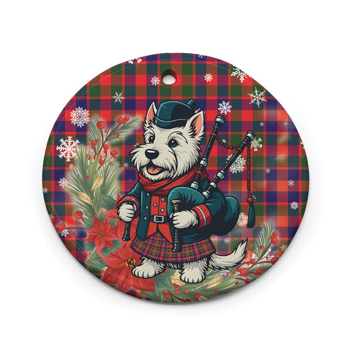Scottish Gow Modern Clan Tartan Ceramic Ornament Cute Scottish Terrier Dog Circle Style Tartan Plaid