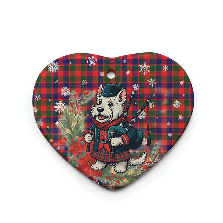 Scottish Gow Modern Clan Tartan Ceramic Ornament Cute Scottish Terrier Dog Heart Style Tartan Plaid