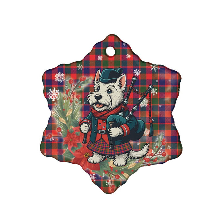Scottish Gow Modern Clan Tartan Ceramic Ornament Cute Scottish Terrier Dog Snow Flake Style Tartan Plaid
