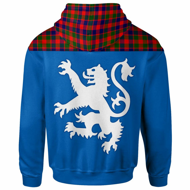 Scottish Gow Modern Clan Tartan Hoodie - Lion Rampant of Scotland With Flag back Side Tartan Plaid