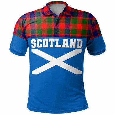 Scottish Gow Modern Clan Tartan Polo Shirt - Lion Rampant of Scotland With Flag Front Side Tartan Plaid