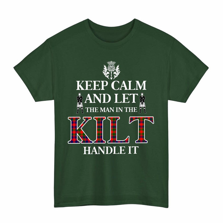 Scottish Gow Modern Clan Tartan T-Shirt - Keep Calm Tartan Plaid Forest Green Color