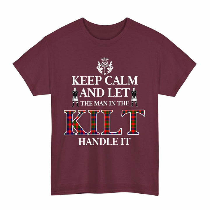 Scottish Gow Modern Clan Tartan T-Shirt - Keep Calm Tartan Plaid Maroon Color