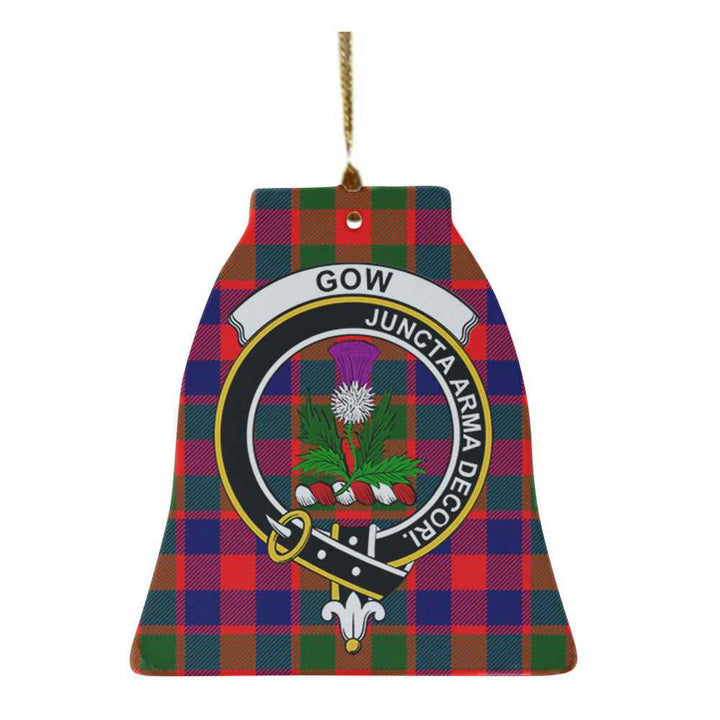 Scottish Gow (of Skeoch) Clan Crest Tartan Ceramic Ornament Bell Shape Tartan Plaid