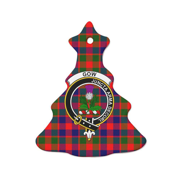 Scottish Gow (of Skeoch) Clan Crest Tartan Ceramic Ornament Tree Shape Tartan Plaid