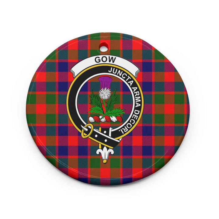 Scottish Gow (of Skeoch) Clan Crest Tartan Ceramic Ornament Circle Shape Tartan Plaid