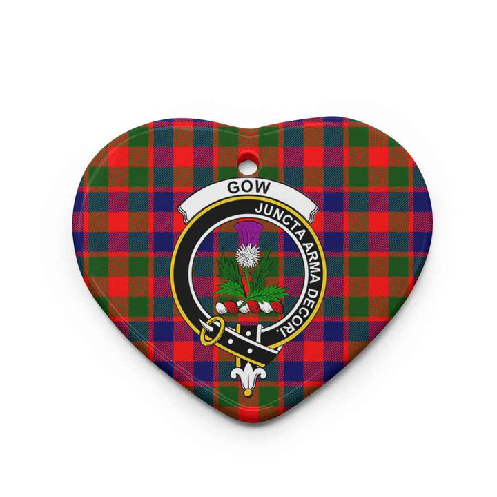 Scottish Gow (of Skeoch) Clan Crest Tartan Ceramic Ornament Heart Shape Tartan Plaid