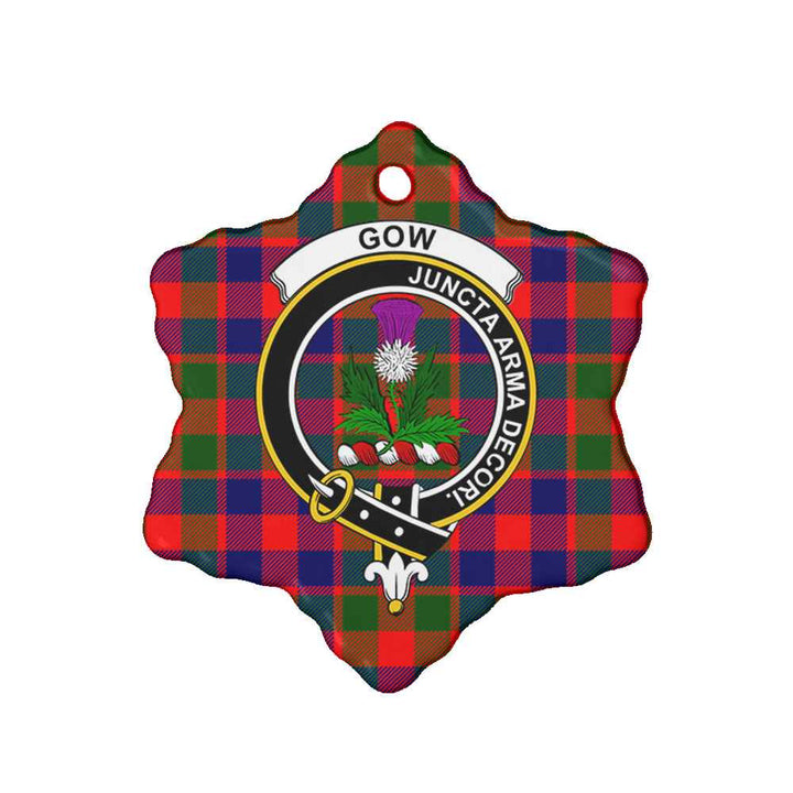 Scottish Gow (of Skeoch) Clan Crest Tartan Ceramic Ornament Snow Flake Shape Tartan Plaid