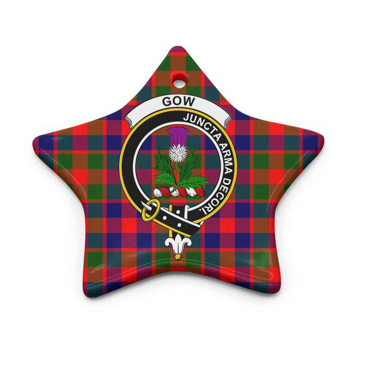 Scottish Gow (of Skeoch) Clan Crest Tartan Ceramic Ornament Star Shape Tartan Plaid