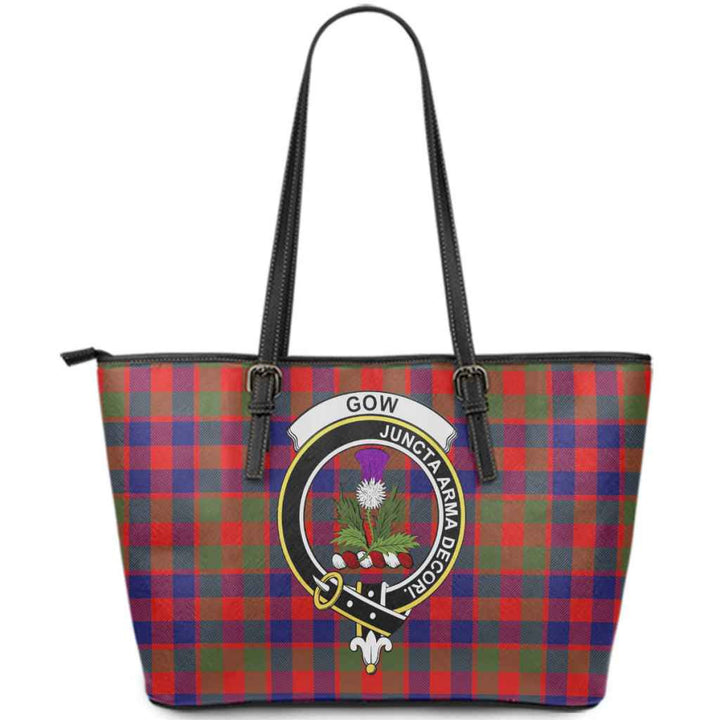 Scottish Gow (of Skeoch) Clan Crest Tartan Leather Tote Tartan Plaid